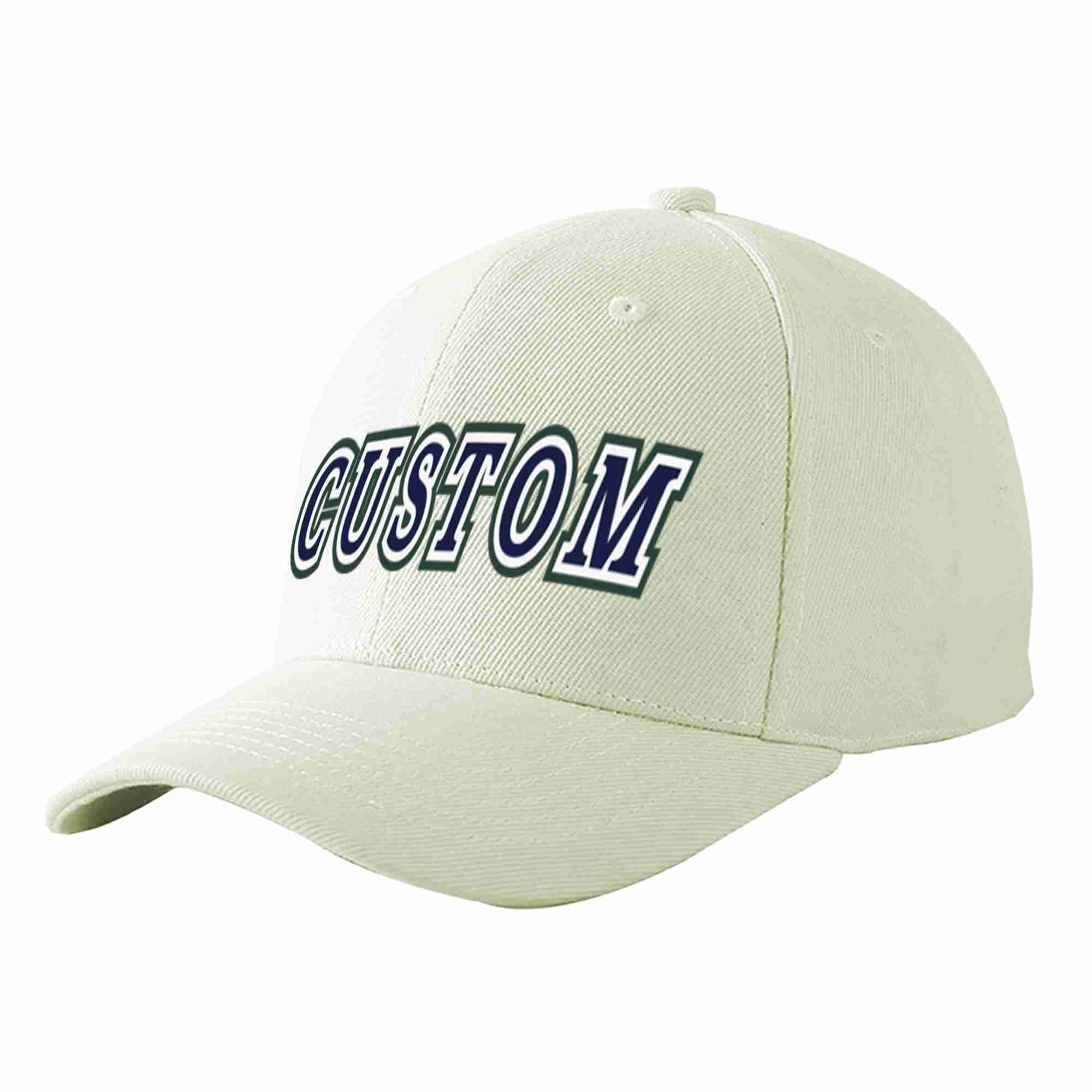 Custom Cream Navy-White Curved Eaves Sport Baseball Cap Design for Men/Women/Youth