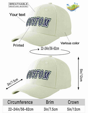 Custom Cream Navy-White Curved Eaves Sport Baseball Cap Design for Men/Women/Youth