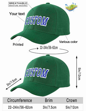 Custom Green Royal-White Curved Eaves Sport Baseball Cap Design for Men/Women/Youth