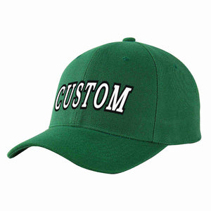 Conception personnalisée de casquette de baseball de sport incurvée vert blanc-noir pour hommes/femmes/jeunes