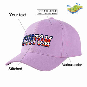 Custom Light Purple Vintage USA Flag-Gold Curved Eaves Sport Baseball Cap Design for Men/Women/Youth