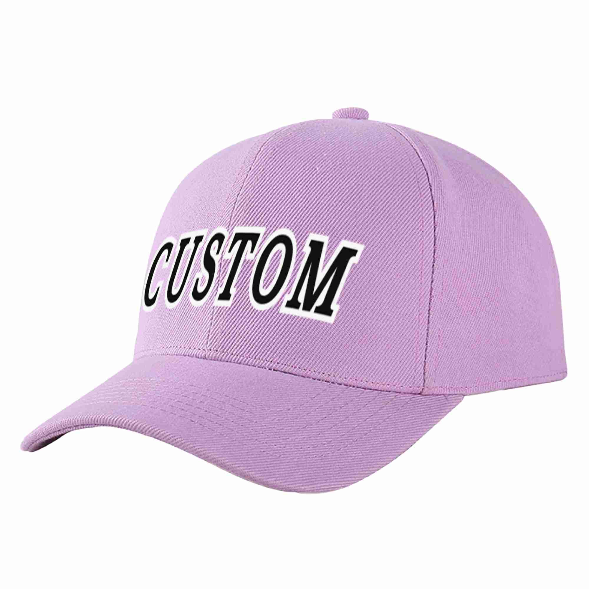 Custom Light Purple Black-White Curved Eaves Sport Baseball Cap Design for Men/Women/Youth