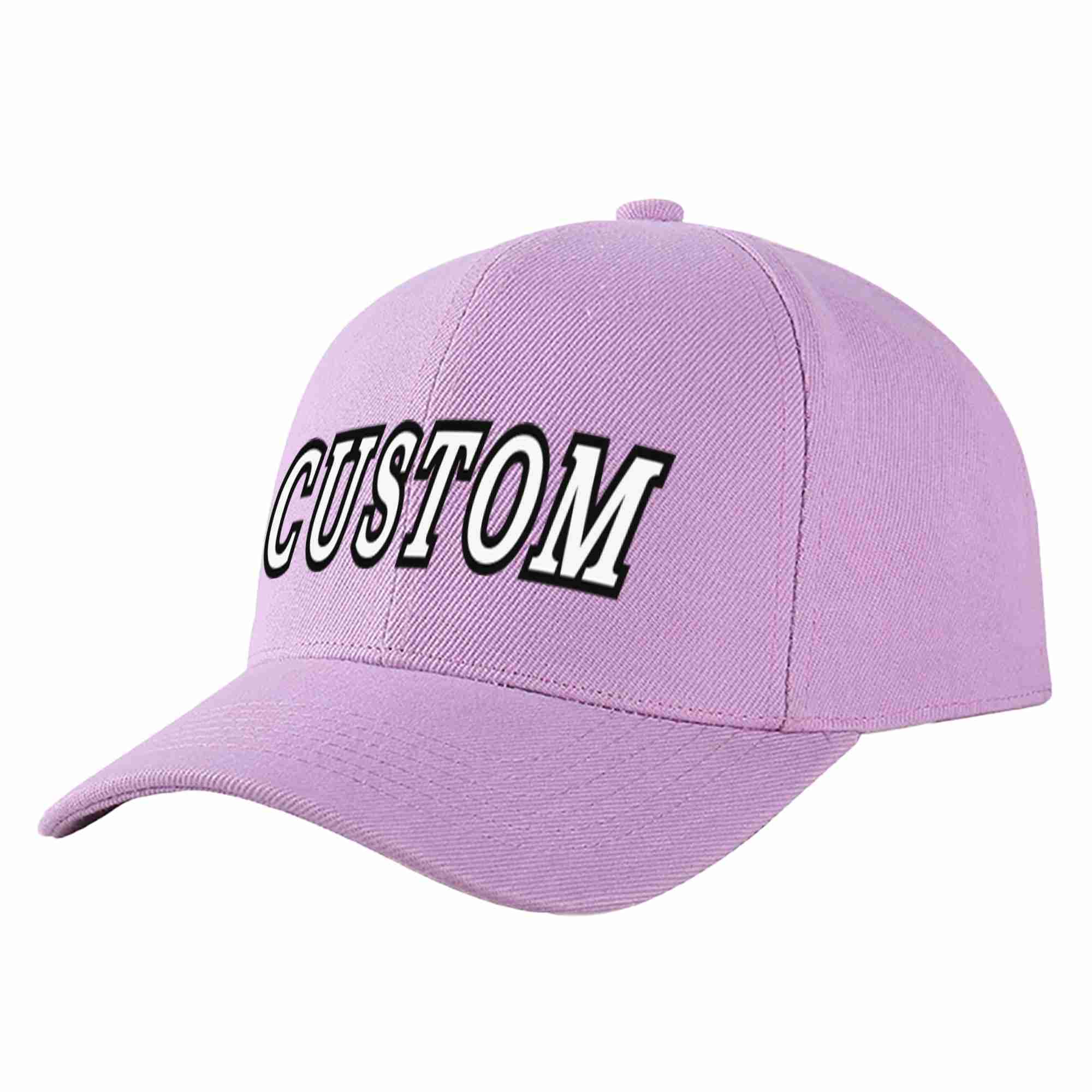 Conception personnalisée de casquette de baseball de sport incurvée violet clair blanc-noir pour hommes/femmes/jeunes