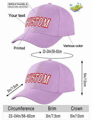 Custom Light Purple White-Red Curved Eaves Sport Baseball Cap Design for Men/Women/Youth