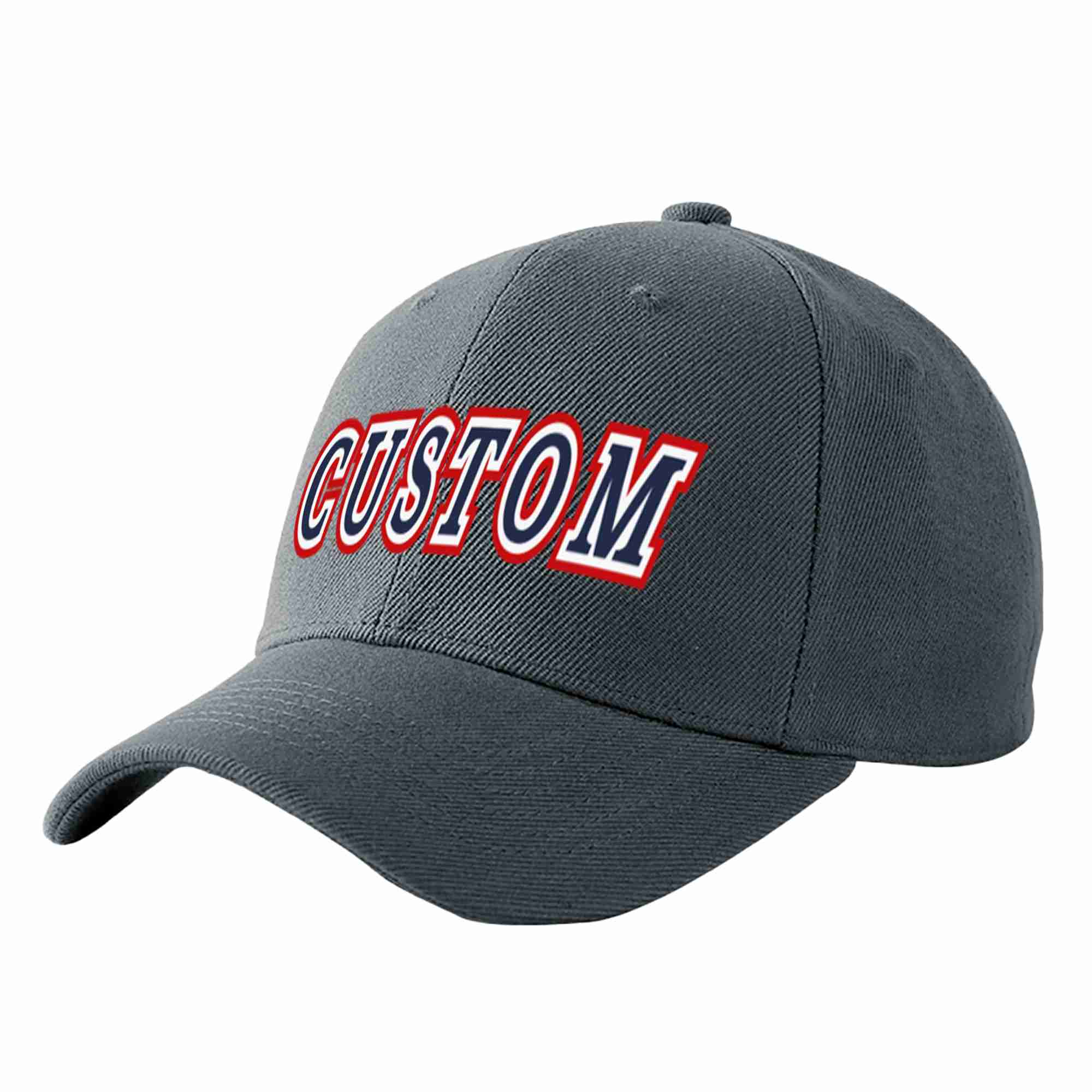 Conception personnalisée de casquette de baseball de sport incurvée gris foncé marine-blanc pour hommes/femmes/jeunes