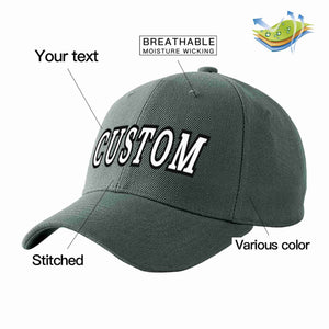 Conception personnalisée de casquette de baseball de sport incurvée gris foncé blanc-noir pour hommes/femmes/jeunes