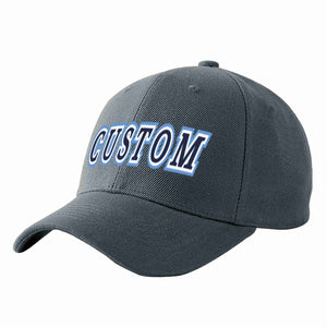 Conception personnalisée de casquette de baseball de sport incurvée gris foncé marine-blanc pour hommes/femmes/jeunes