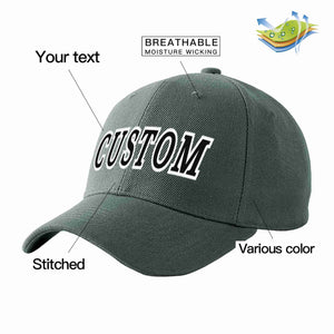 Conception personnalisée de casquette de baseball de sport incurvée gris foncé noir-blanc pour hommes/femmes/jeunes