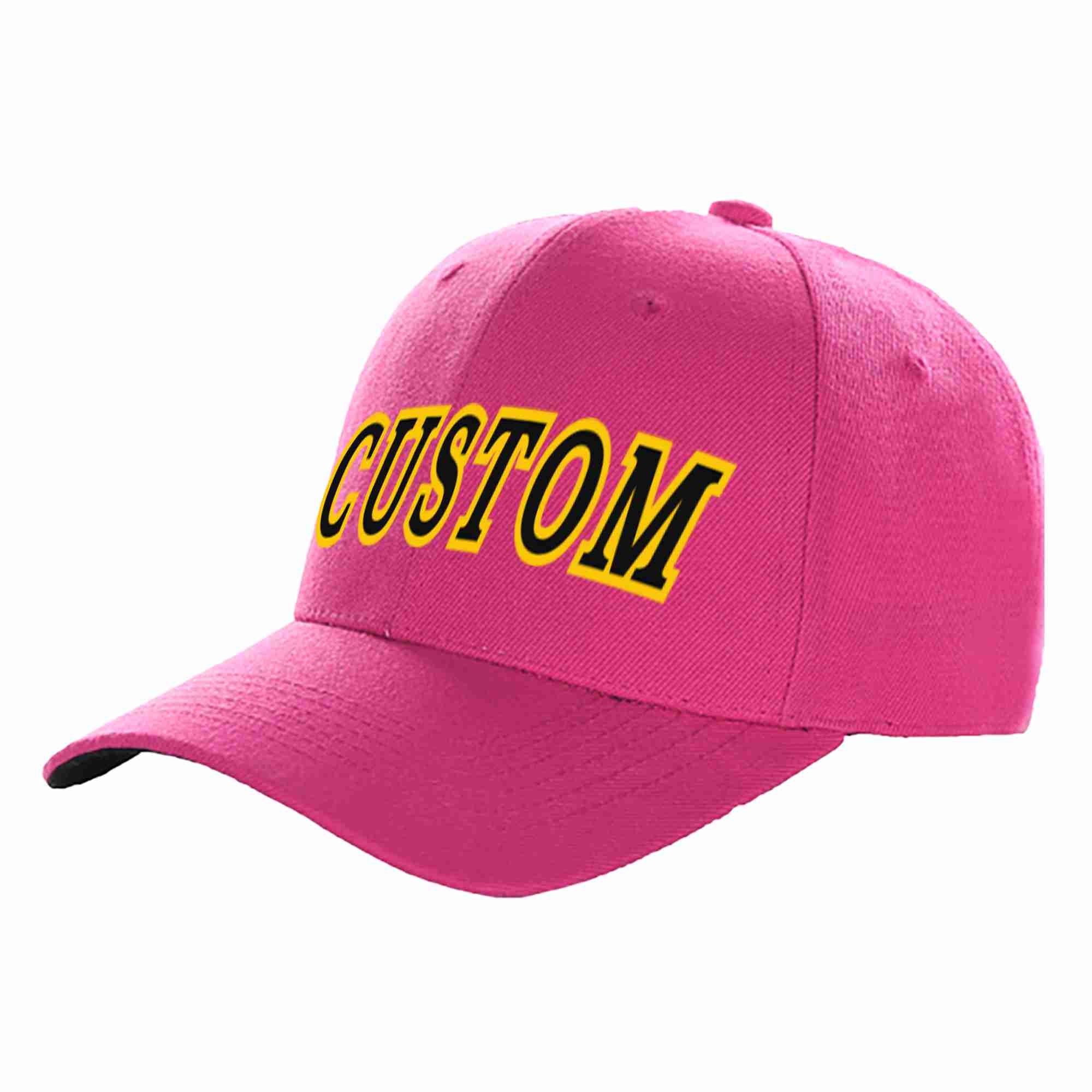 Conception personnalisée de casquette de baseball incurvée Eaves Sport Rose rouge noir-or pour hommes/femmes/jeunes