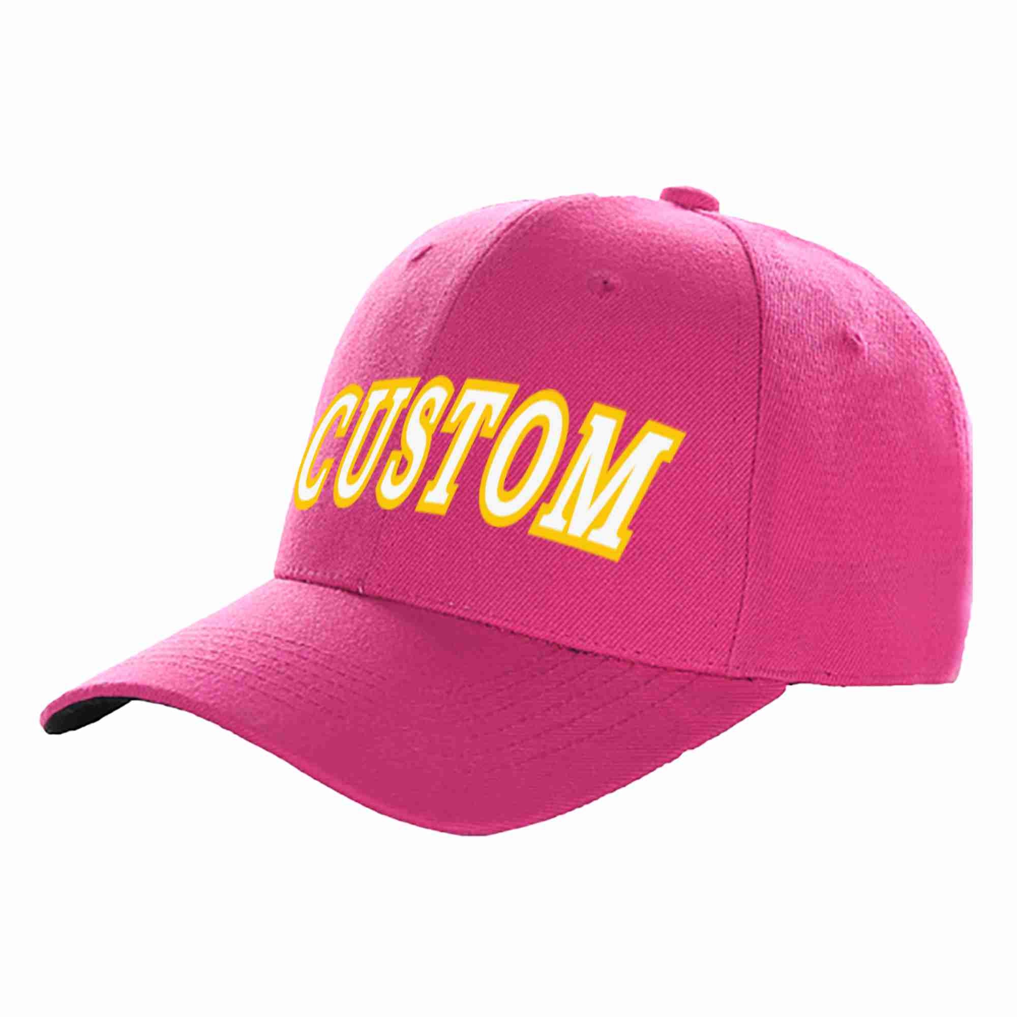 Conception personnalisée de casquette de baseball incurvée Eaves Sport Rose rouge blanc-or pour hommes/femmes/jeunes