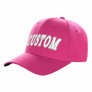 Casquette de baseball de sport incurvée personnalisée Rose rouge blanc-gris pour hommes/femmes/jeunes