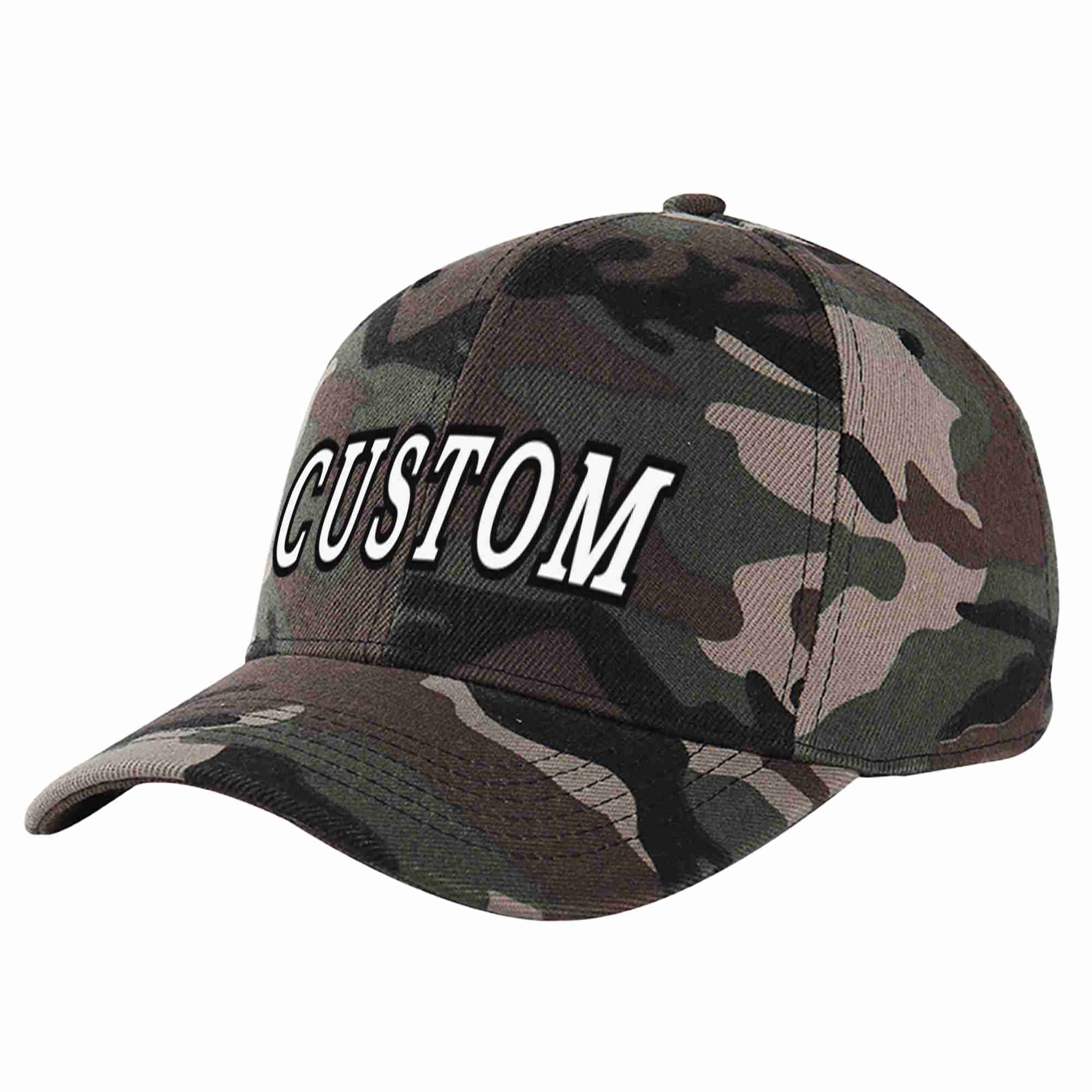 Conception de casquette de baseball de sport à avant-toit incurvé blanc-noir camouflage personnalisé pour hommes/femmes/jeunes