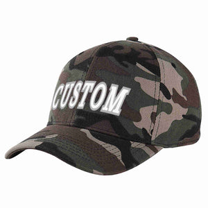 Conception personnalisée de casquette de baseball de sport à avant-toit incurvé blanc-gris camouflage pour hommes/femmes/jeunes