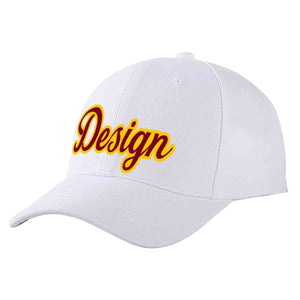 Casquette de baseball personnalisée blanche cramoisi-jaune courbée Eaves Sport Design