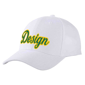 Casquette de baseball personnalisée blanche Kelly vert-jaune courbée Eaves Sport Design