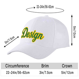 Casquette de baseball personnalisée blanche Kelly vert-jaune courbée Eaves Sport Design