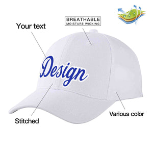 Casquette de baseball personnalisée blanche royale-blanche incurvée Eaves Sport Design