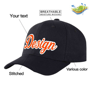 Casquette de baseball personnalisée noire orange-blanche avec avant-toit incurvé