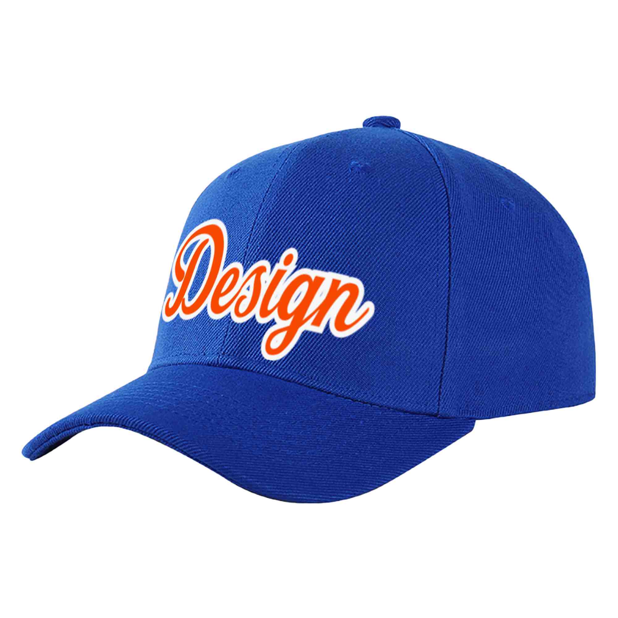 Casquette de baseball personnalisée Royal Orange-White Curved Eaves Sport Design