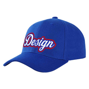 Casquette de baseball personnalisée Royal White-Royal Curved Eaves Sport Design