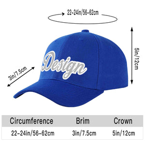 Custom Royal Gray-White Curved Eaves Sport Design Baseball Cap