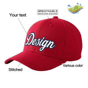 Custom Red White-Navy Curved Eaves Sport Design Baseball Cap