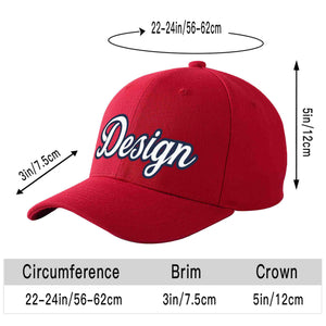 Custom Red White-Navy Curved Eaves Sport Design Baseball Cap