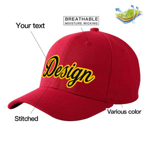 Casquette de baseball personnalisée rouge noir-or courbée Eaves Sport Design