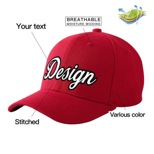 Custom Red White-Black Curved Eaves Sport Design Baseball Cap