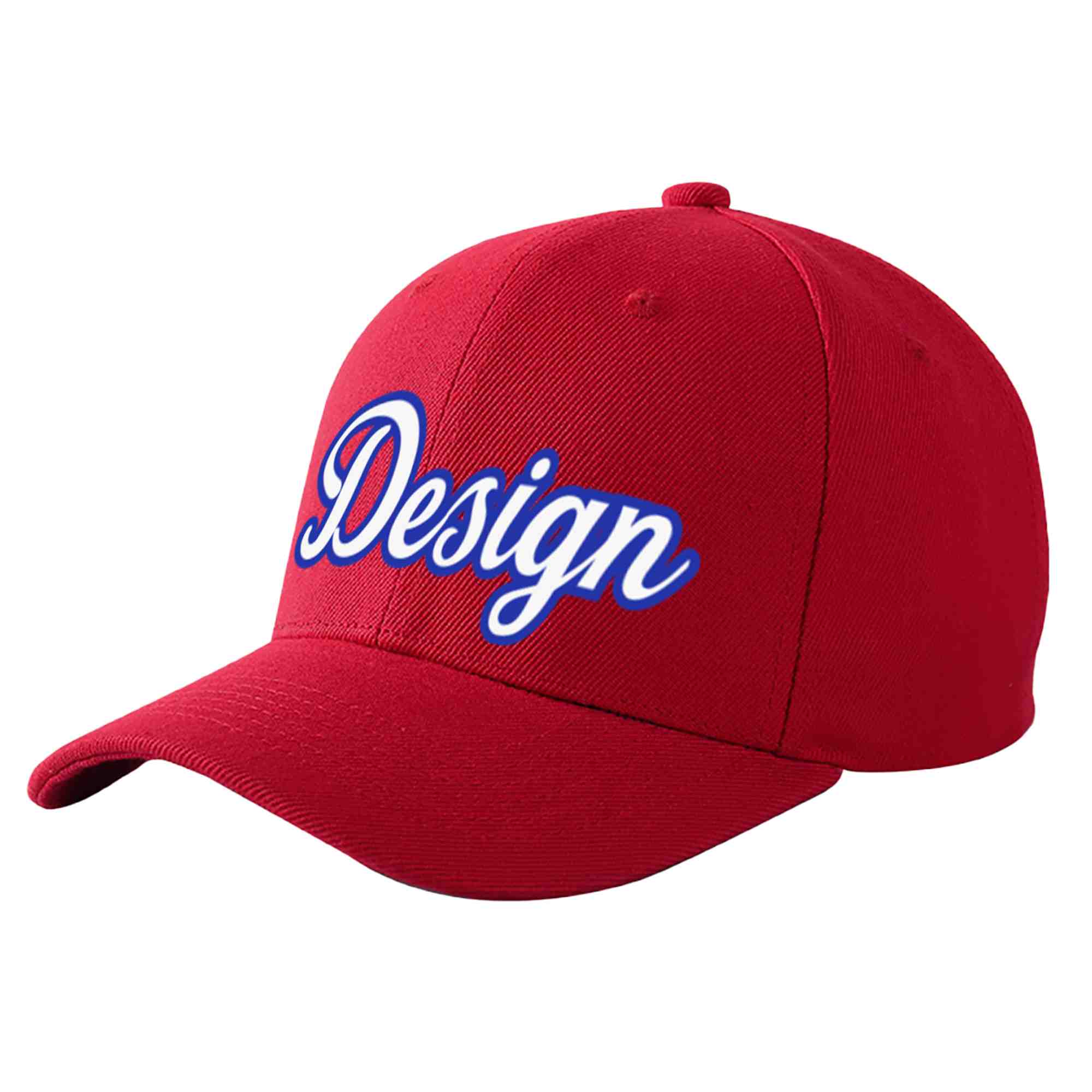 Casquette de baseball personnalisée rouge blanc-royal incurvée Eaves Sport Design