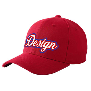 Custom Red White-Red Curved Eaves Sport Design Baseball Cap