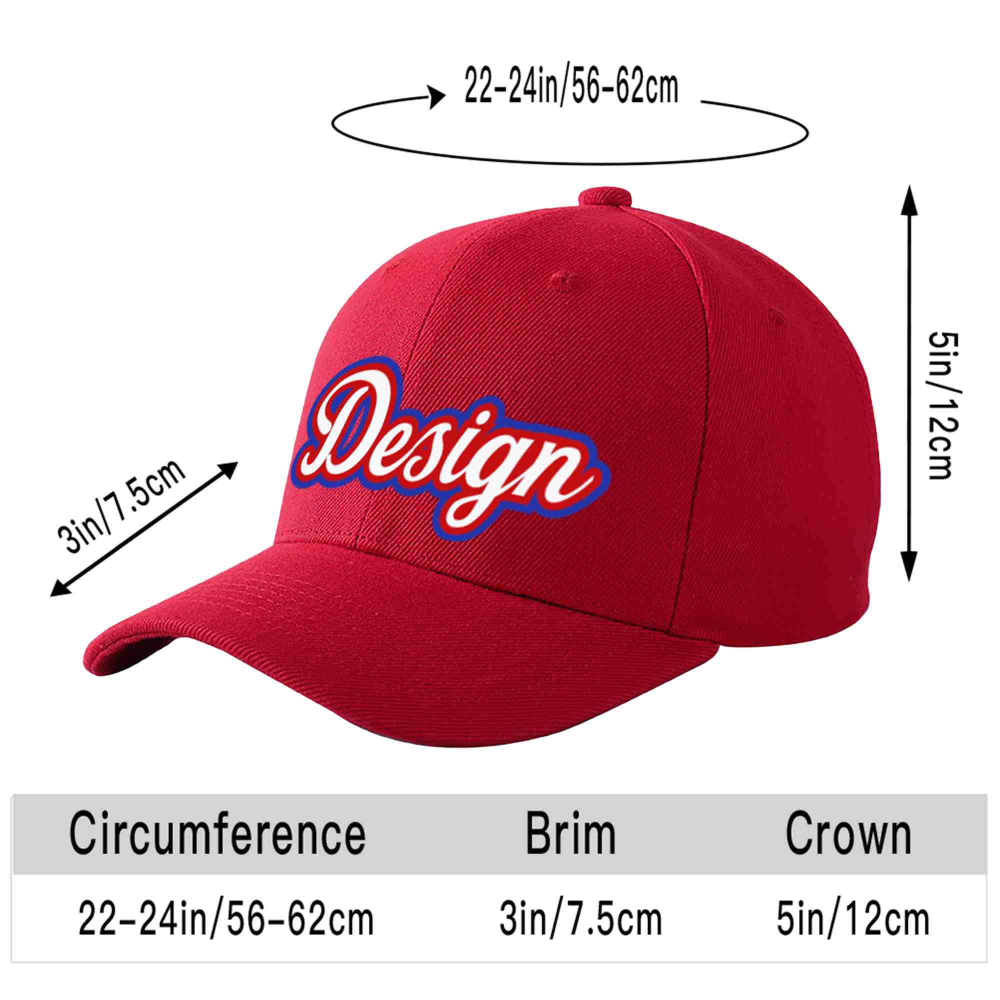 Custom Red White-Red Curved Eaves Sport Design Baseball Cap