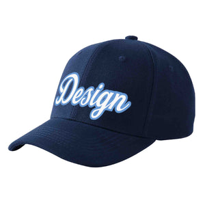 Casquette de baseball personnalisée bleu marine blanc-bleu clair avec avant-toit incurvé