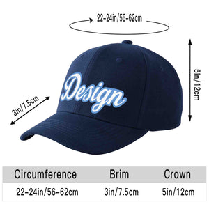 Casquette de baseball personnalisée bleu marine blanc-bleu clair avec avant-toit incurvé