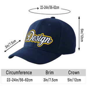 Custom Navy White-Navy Curved Eaves Sport Design Baseball Cap