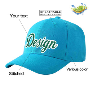 Casquette de baseball personnalisée Aqua Kelly vert-blanc incurvée Eaves Sport Design