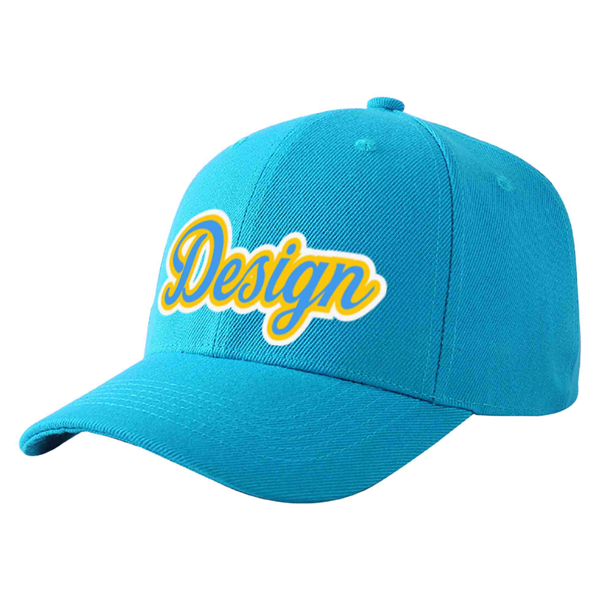 Casquette de baseball personnalisée Aqua Powder bleu-or courbée Eaves Sport Design