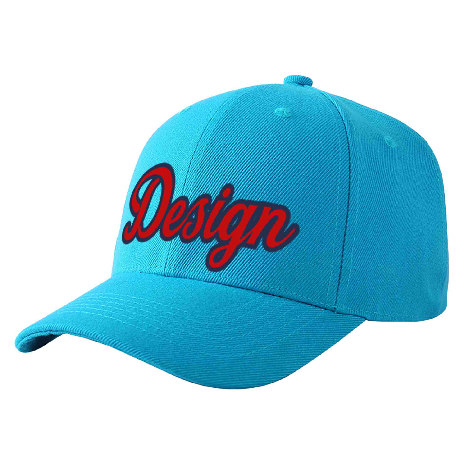 Casquette de baseball personnalisée Aqua Red-Navy Curved Eaves Sport Design