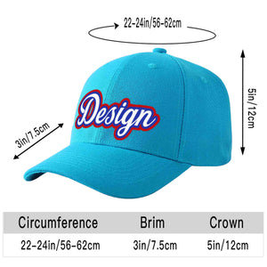 Custom Aqua White-Royal Curved Eaves Sport Design Baseball Cap