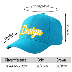 Casquette de baseball personnalisée Aqua White-Gold Curved Eaves Sport Design