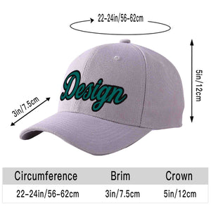 Custom Gray Aqua-Black Curved Eaves Sport Design Baseball Cap