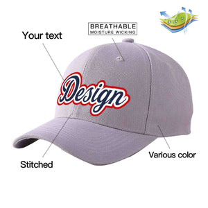 Custom Gray Navy-White Curved Eaves Sport Design Baseball Cap