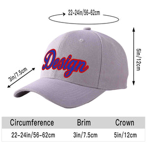 Casquette de baseball personnalisée gris royal-rouge courbé Eaves Sport Design