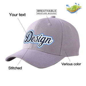 Custom Gray Navy-White Curved Eaves Sport Design Baseball Cap