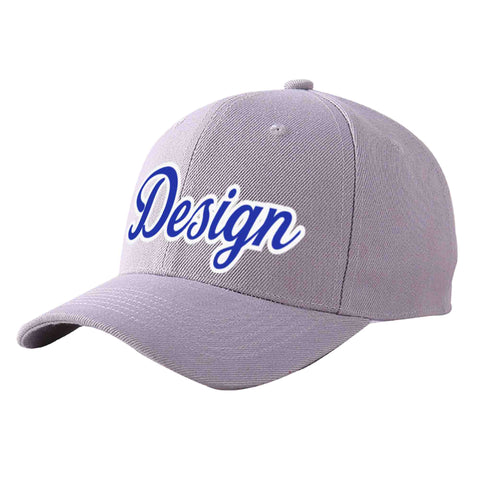 Custom Gray Royal-White Curved Eaves Sport Design Baseball Cap