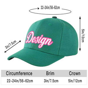 Casquette de baseball incurvée personnalisée vert clair blanc-rose avec avant-toit