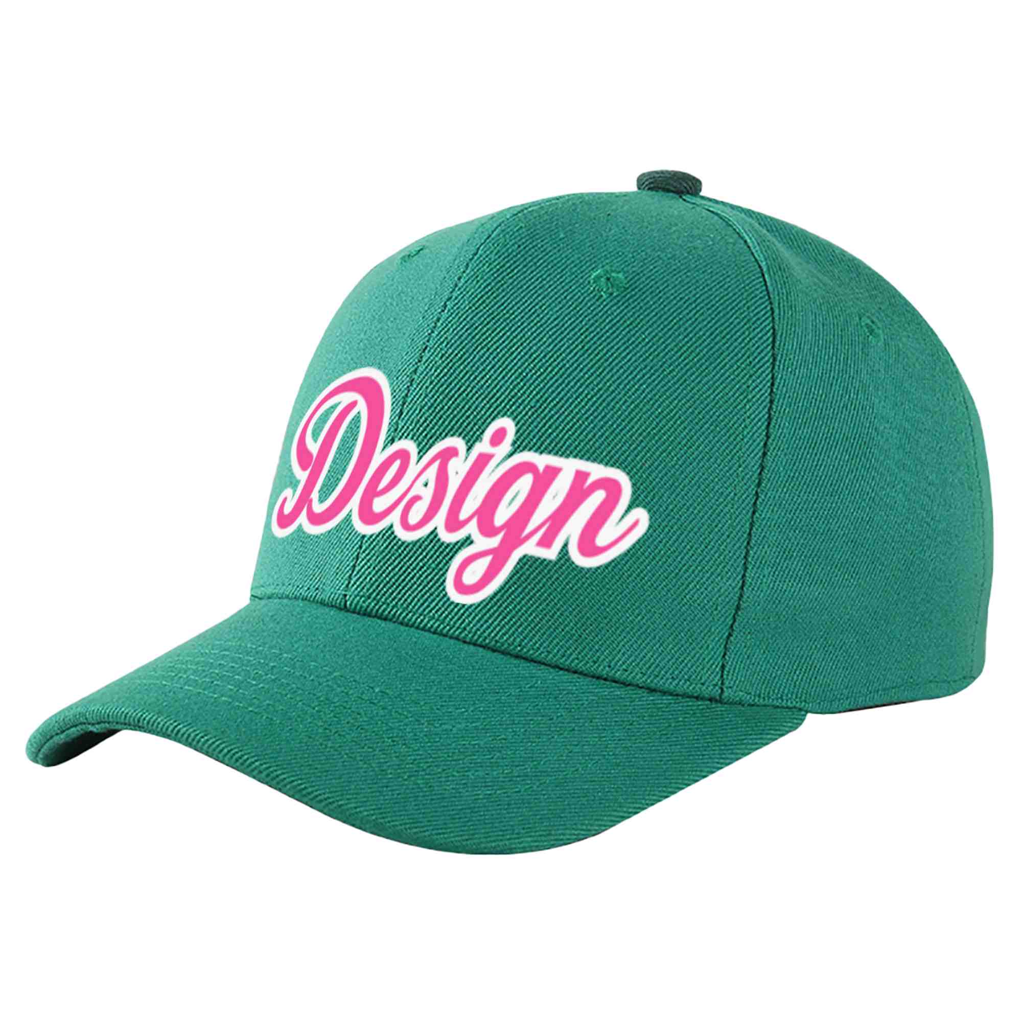 Casquette de baseball incurvée personnalisée vert clair rose-blanc avec avant-toit