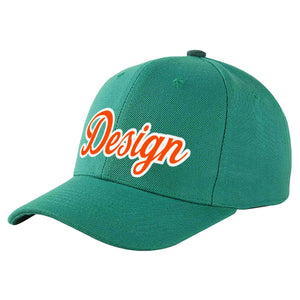 Casquette de baseball incurvée personnalisée vert clair orange-blanc avec avant-toit