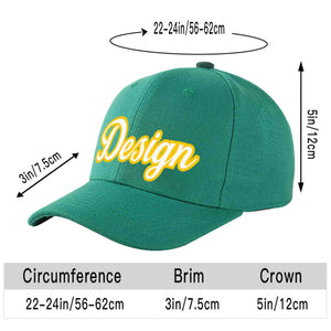 Casquette de baseball courbée personnalisée vert clair blanc-or avec avant-toit