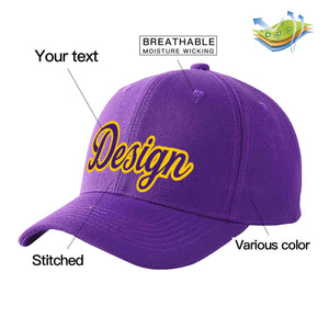 Casquette de baseball personnalisée violet violet-or courbée Eaves Sport Design